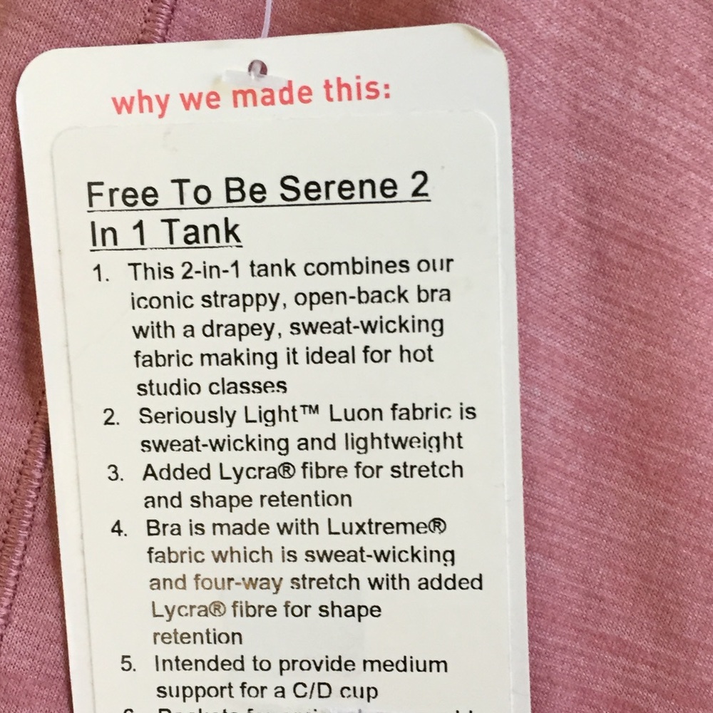 NWT LULULEMON FREE TO BE SERENE 2 IN 1 TANK - - 10 - Picture 4 of 7